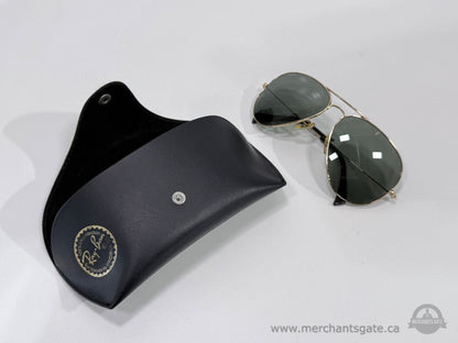 Vintage Ray-Ban Aviator Sunglasses Gold Frame Green Lenses B&L USA 63mm