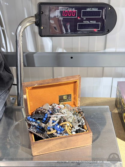 1KG Costume Jewellery Lot + Vintage Columbia Wooden Jewellery Box