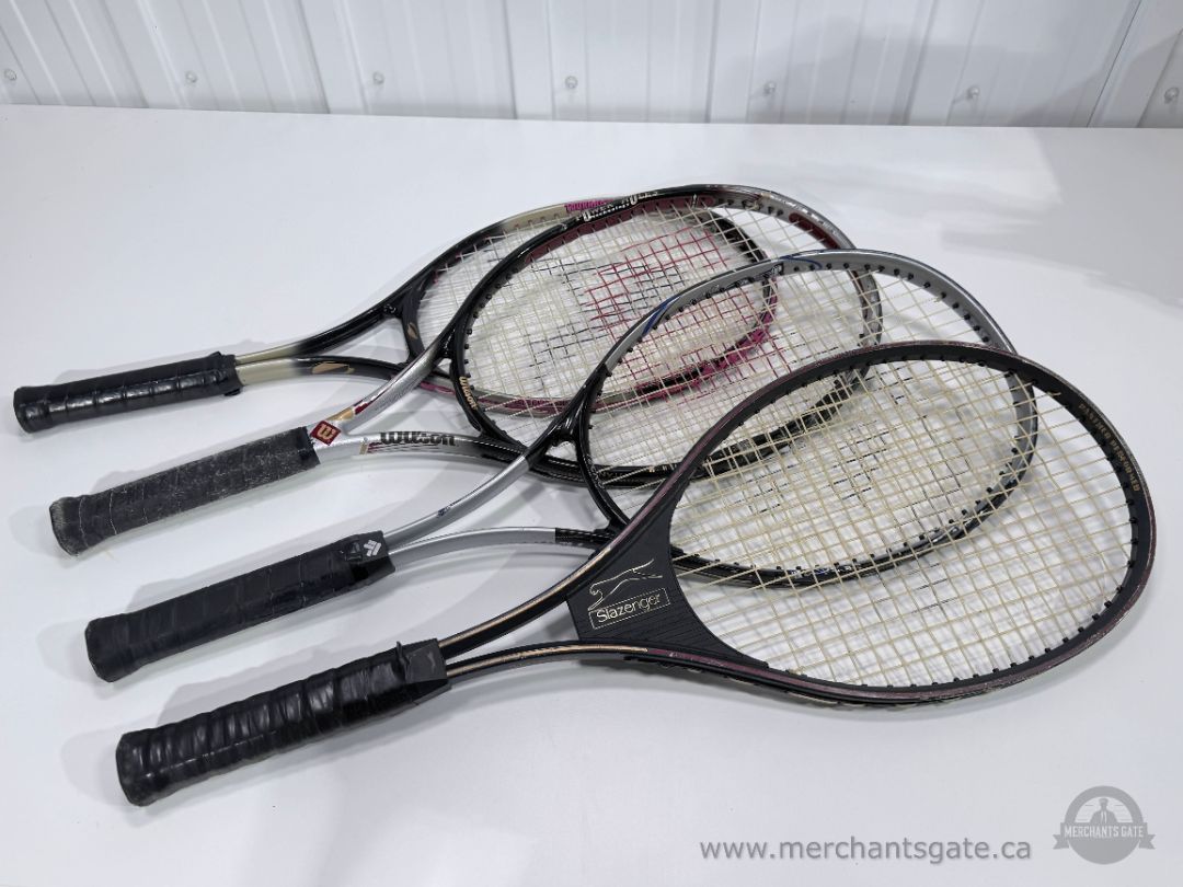 Set of 4 Adult Tennis Racquets Wilson Slazenger Tournament Mixed Lot
