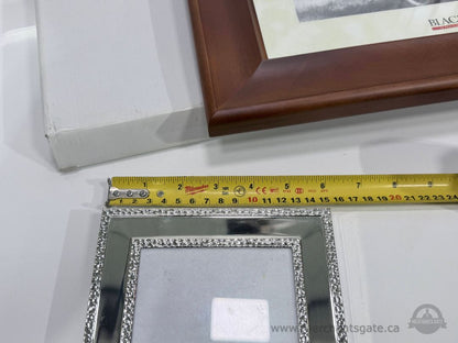 Set of 3 Quality Picture Frames Black’s Wood + Silver Metal Photo Frames