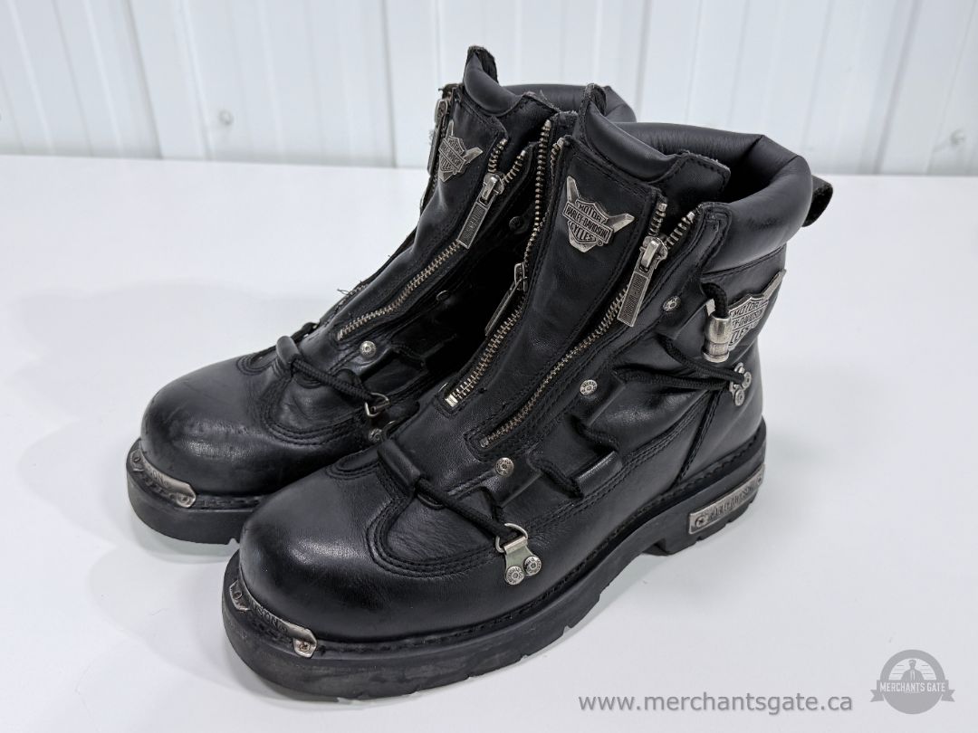 Harley-Davidson Men’s Black Leather Motorcycle Biker Boots Size 8.5 Wide