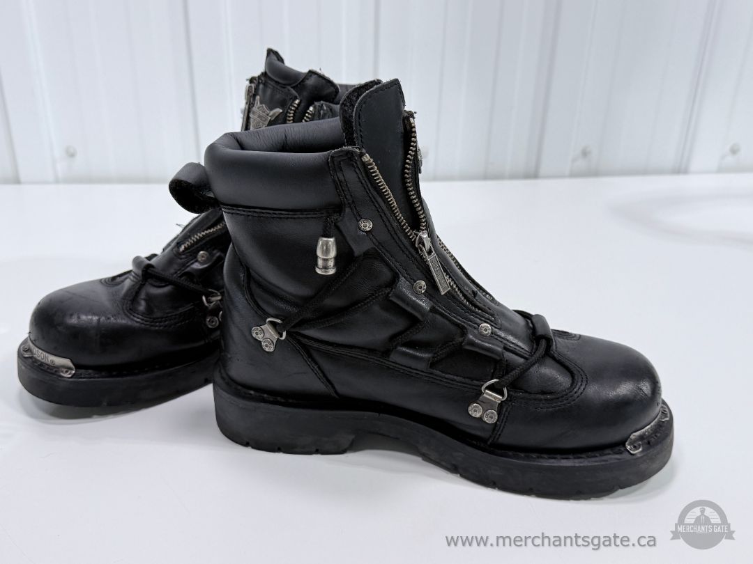Harley-Davidson Men’s Black Leather Motorcycle Biker Boots Size 8.5 Wide