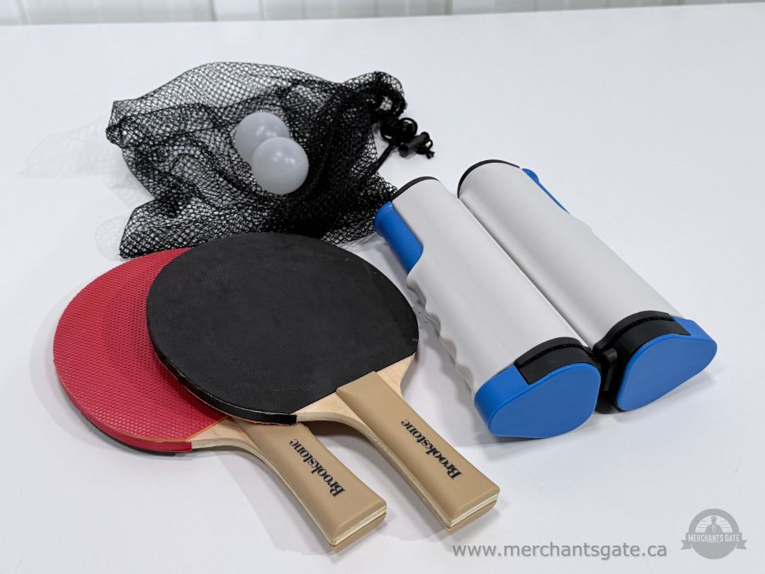 New Brookstone Portable Pop-Up Table Tennis Ping Pong Set with Paddles Balls & Net