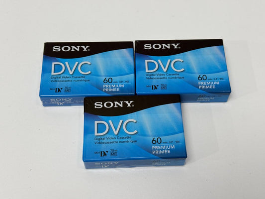 Sony DVC Digital Video Cassette Mini DV 60 Minute Premium Lot of 3 Pack