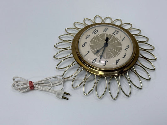 Westclox Frill Sunburst Electric Wall Clock Made In Canada 1960s