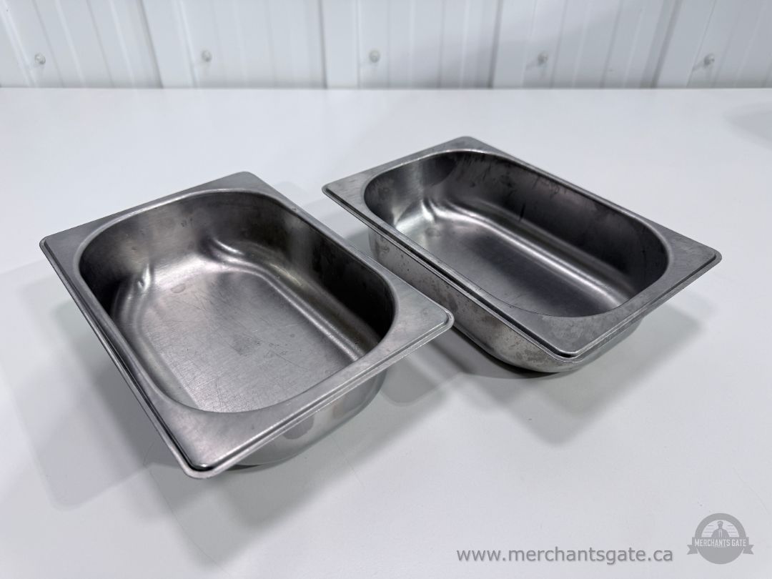 2 Stainless Steel Steam Table Food Pans 10" x 6.5" Restaurant Catering Inserts