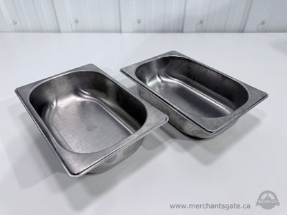 2 Stainless Steel Steam Table Food Pans 10" x 6.5" Restaurant Catering Inserts