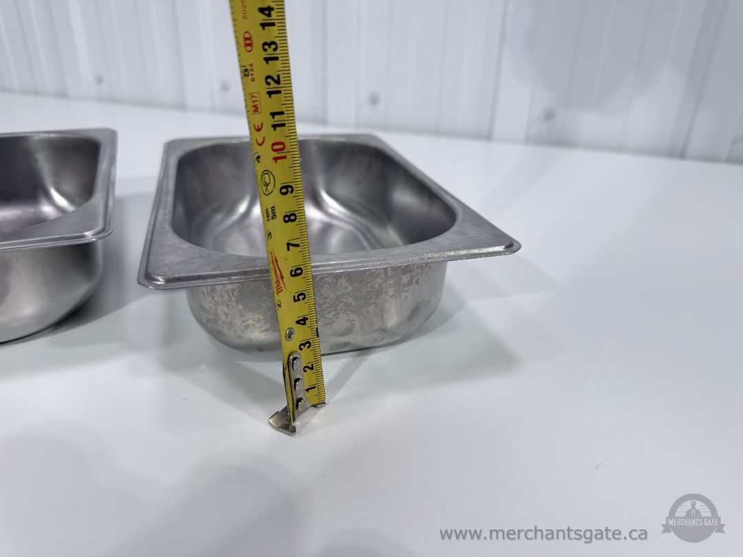 2 Stainless Steel Steam Table Food Pans 10" x 6.5" Restaurant Catering Inserts