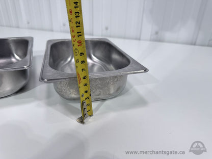 2 Stainless Steel Steam Table Food Pans 10" x 6.5" Restaurant Catering Inserts