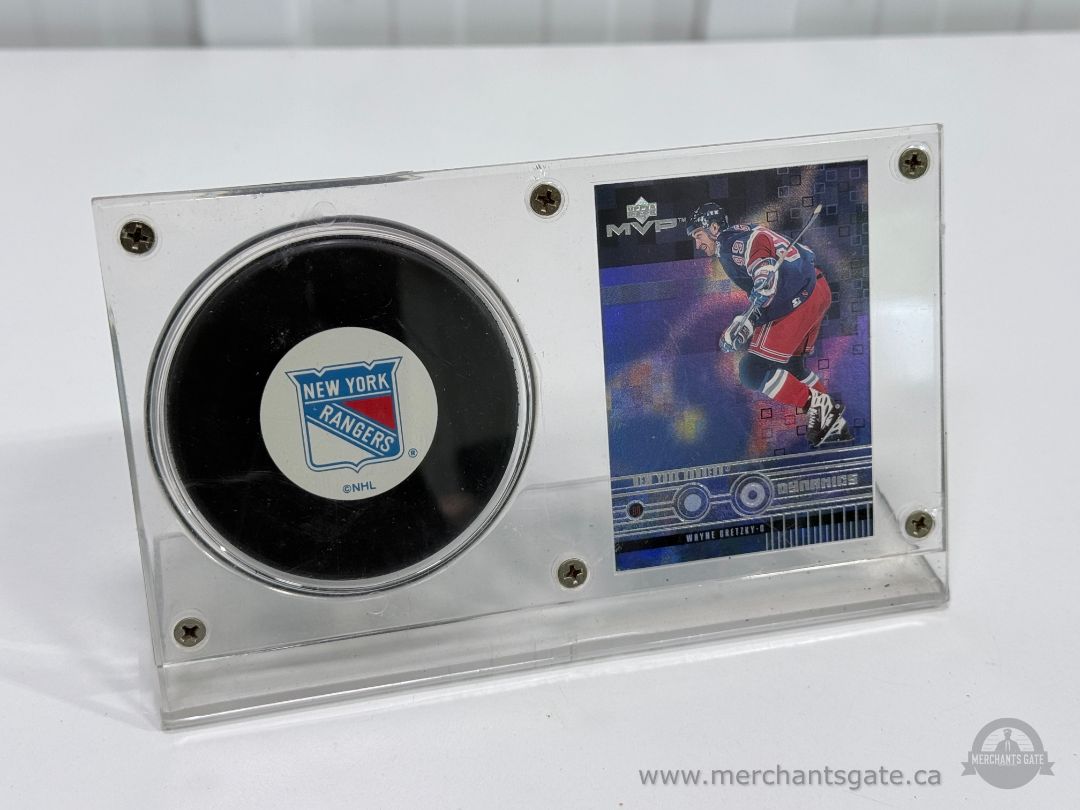 Wayne Gretzky New York Rangers Upper Deck MVP Hockey Card & Puck Display