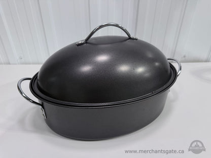 Master Chef 41 x 28cm Large Dome Roaster Roasting Pan with Lid Non-Stick