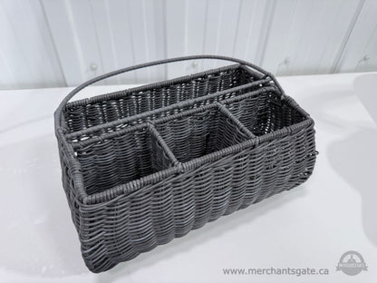 Brookstone Desk Vanity Organizer with Drawer + Grey Woven Storage Caddy Set