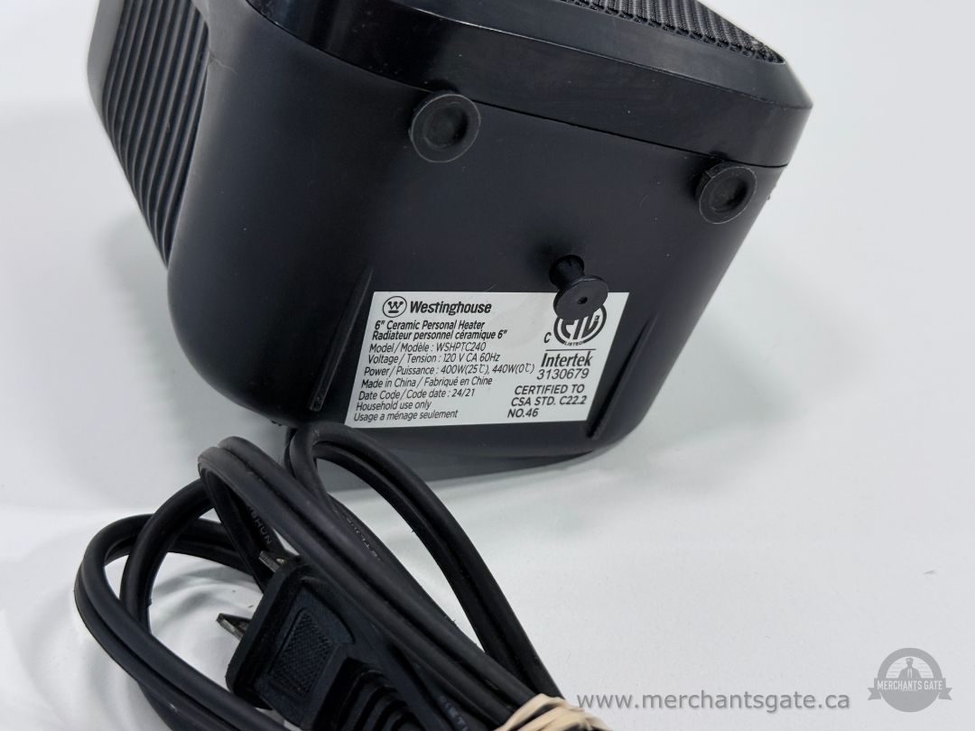Westinghouse 400W Mini Ceramic Personal Space Heater WSHTC240 6"