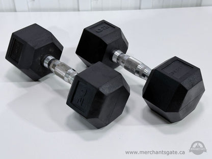 Pair of GoZone 20 lb Rubber Hex Dumbbells Weights 40 lb Total Home Gym