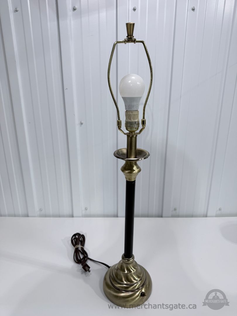 28.5" Traditional Brass Table Lamp Black Column Vintage Style No Shade