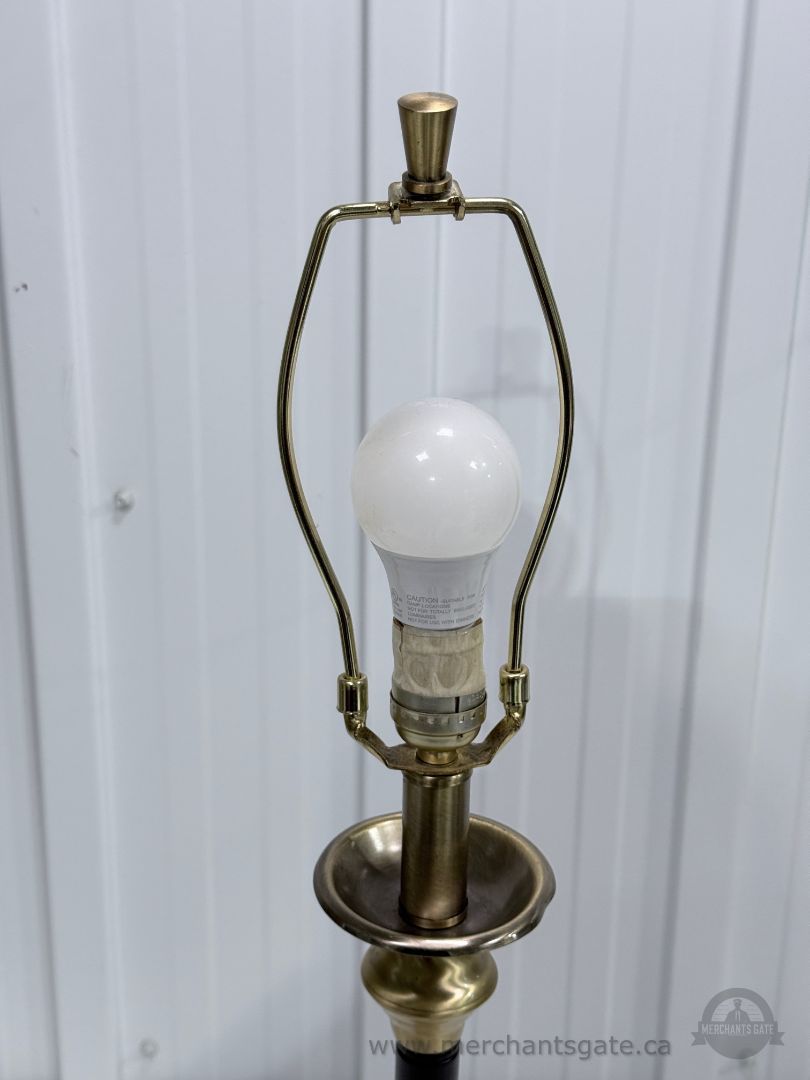 28.5" Traditional Brass Table Lamp Black Column Vintage Style No Shade