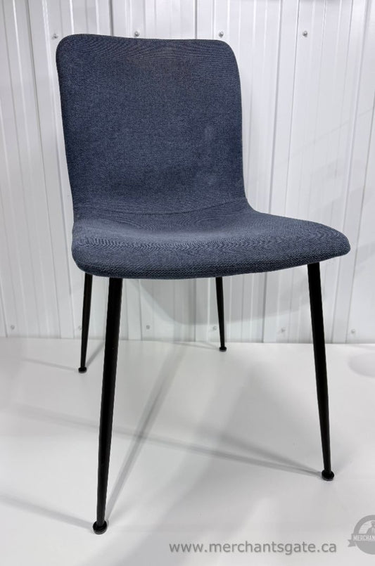 Structube Blue Upholstered Dining Chair Black Metal Legs Modern Accent Chair