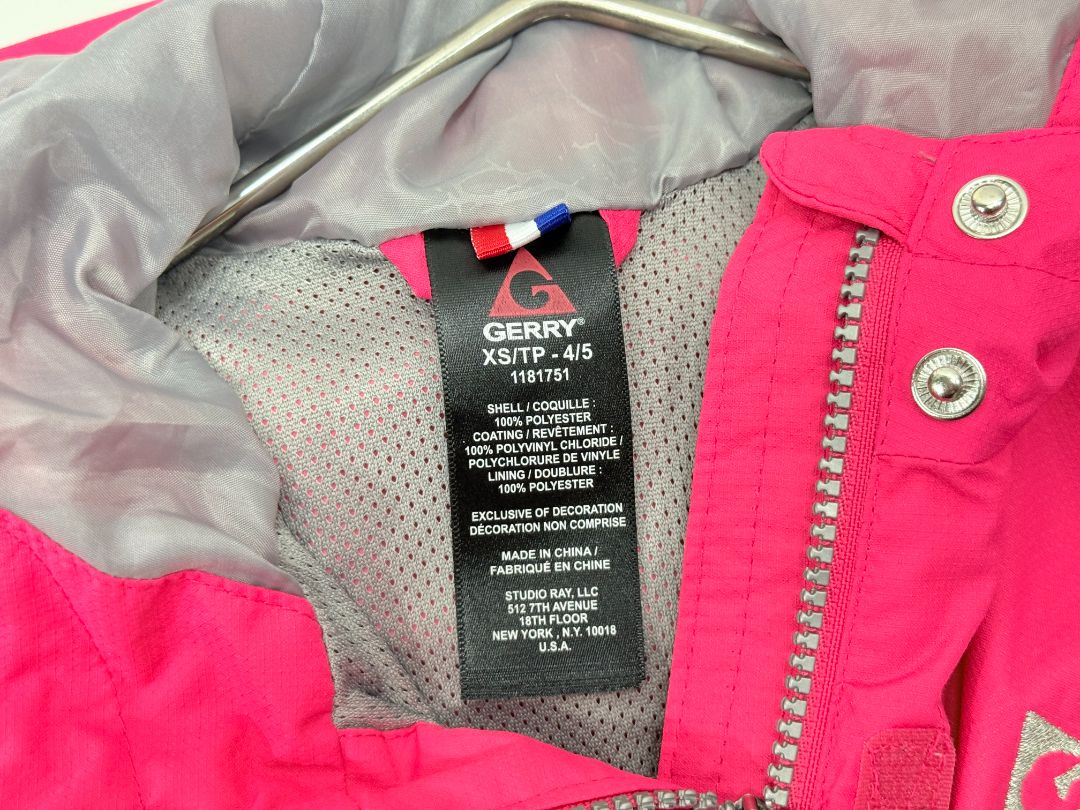 Gerry Kids Winter Jacket Pink And Grey Waterproof Snow Coat Size XS 4 5