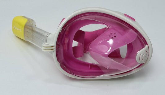 Youth Full Face Snorkel Mask Pink Yellow Easy Breath Anti Fog