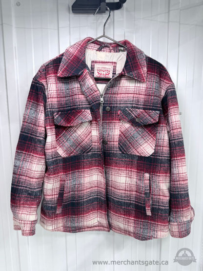 Levi's Women's Plaid Lined Jacket Coat Red Black White Size Medium M