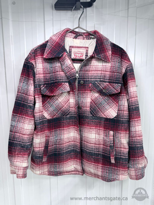 Levi's Women's Plaid Lined Jacket Coat Red Black White Size Medium M