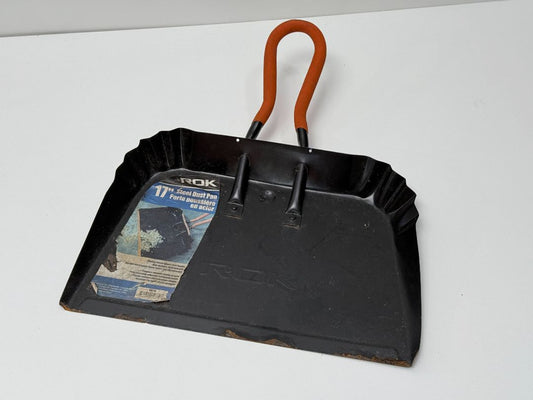 ROK 17 Inch Heavy Duty Steel Dust Pan All Metal Construction Shop Garage Cleaning