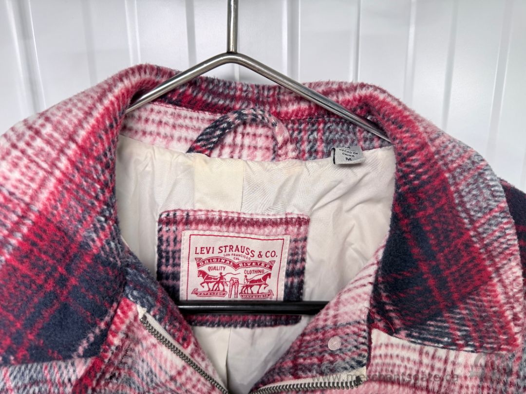Levi's Women's Plaid Lined Jacket Coat Red Black White Size Medium M