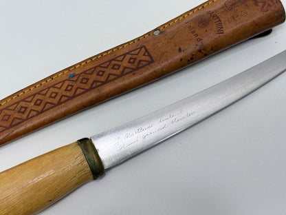 J. Marttiini Finland 9 in Fish Fillet Knife + Tooled Leather Sheath