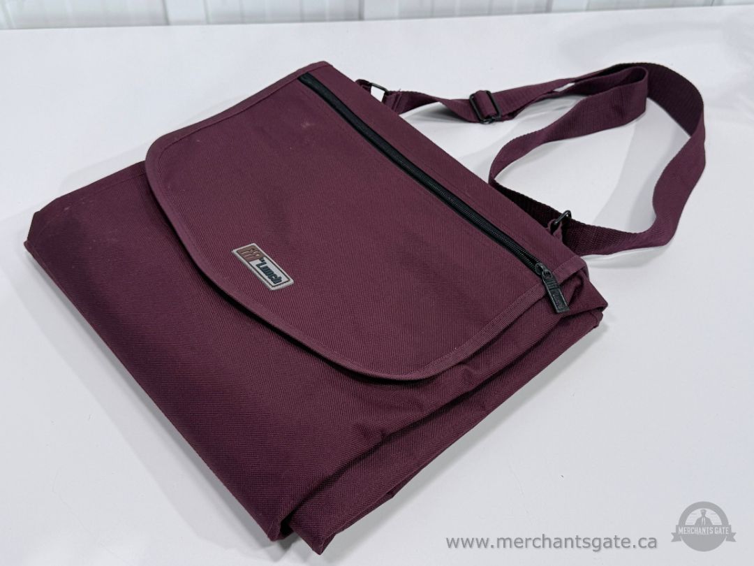 P.T. Living Large Foldable Picnic Blanket with Carry Strap Burgundy Plaid