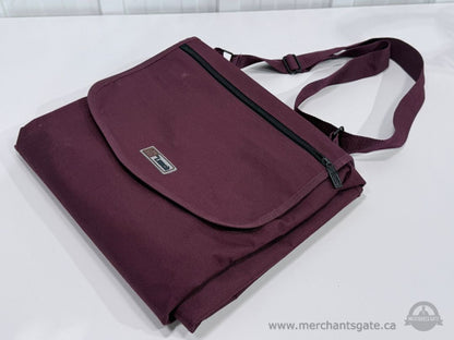 P.T. Living Large Foldable Picnic Blanket with Carry Strap Burgundy Plaid