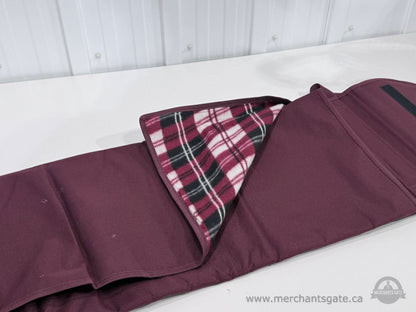 P.T. Living Large Foldable Picnic Blanket with Carry Strap Burgundy Plaid