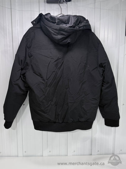 Canadiana Men's XL Black Down Feather Insulated Winter Bomber Jacket Hooded