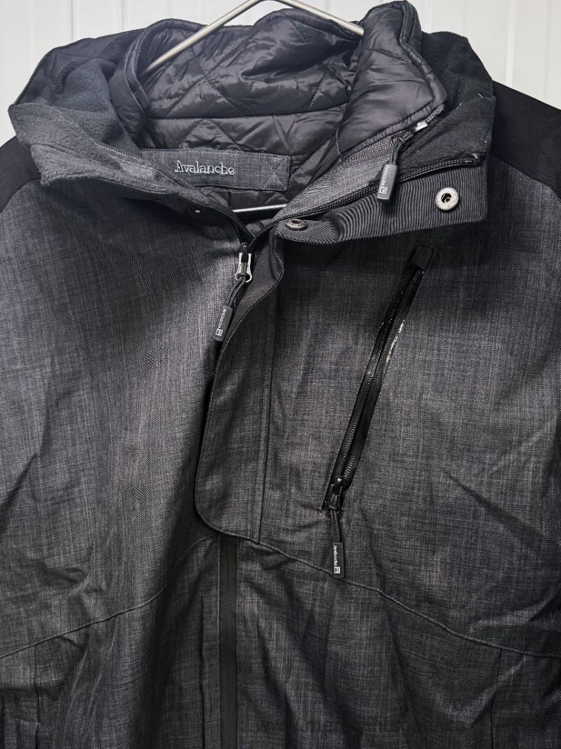 Avalanche Men's Large 3-in-1 Winter Jacket Removable Insulated Liner Black Grey