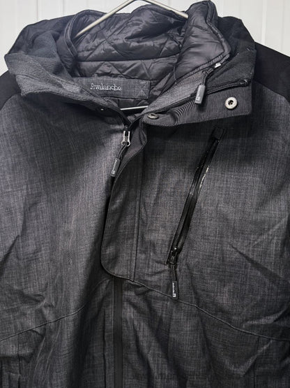 Avalanche Men's Large 3-in-1 Winter Jacket Removable Insulated Liner Black Grey