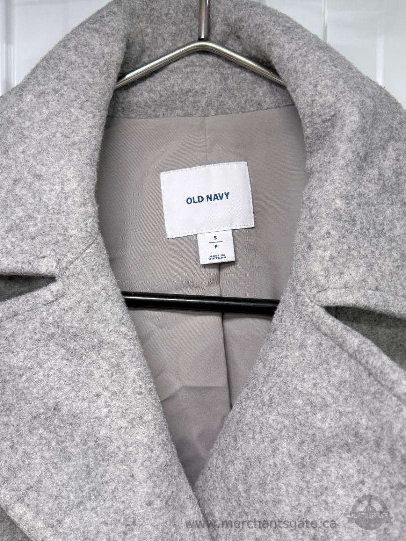 Old Navy Women's Small Grey Wool Blend Double Breasted Peacoat Jacket