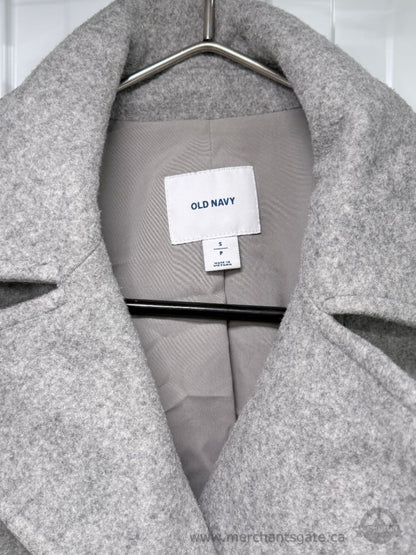 Old Navy Women's Small Grey Wool Blend Double Breasted Peacoat Jacket