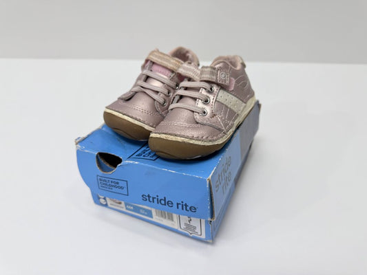 Stride Rite Baby Shoes Size 4M Pink Leather Sneakers with Box