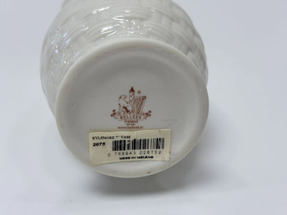 Belleek Ireland Kylemore Vase Shamrock Basketweave Porcelain Vintage
