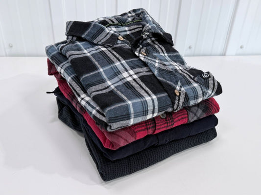 4 Men's Medium Large Long Sleeve Shirts Flannel Plaid Nautica Smith's Casual Tops