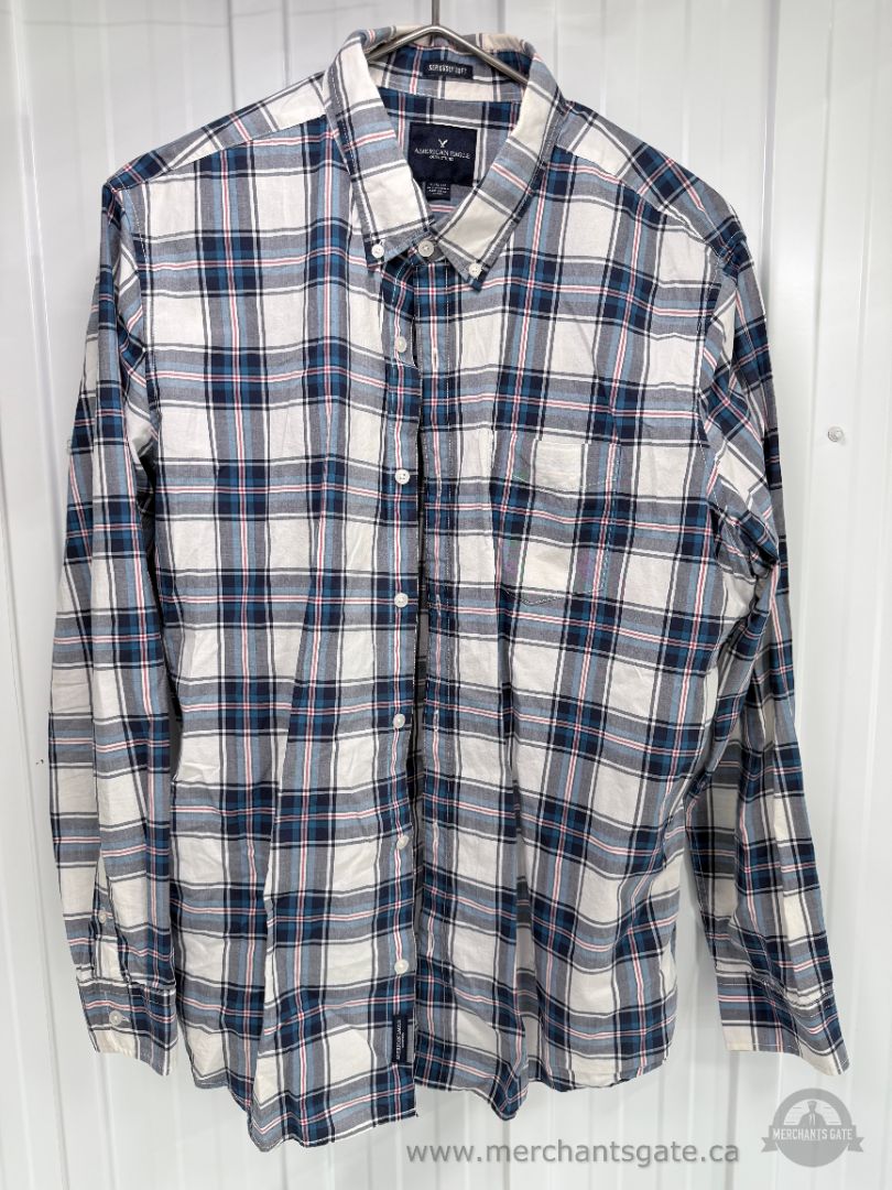 Men’s XL Long-Sleeve Plaid Shirt Lot – American Eagle RedHead Kenneth Cole