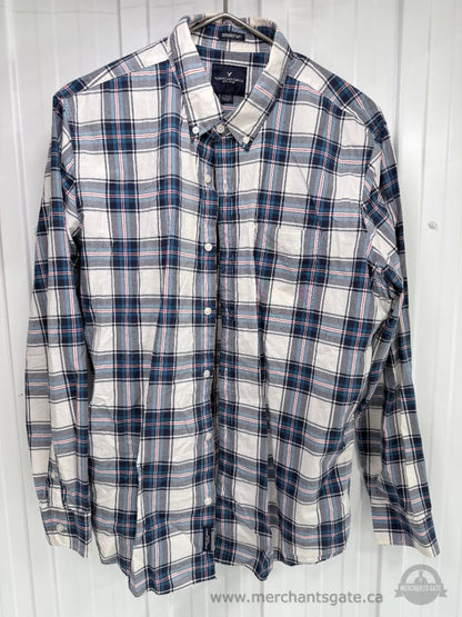 Men’s XL Long-Sleeve Plaid Shirt Lot – American Eagle RedHead Kenneth Cole