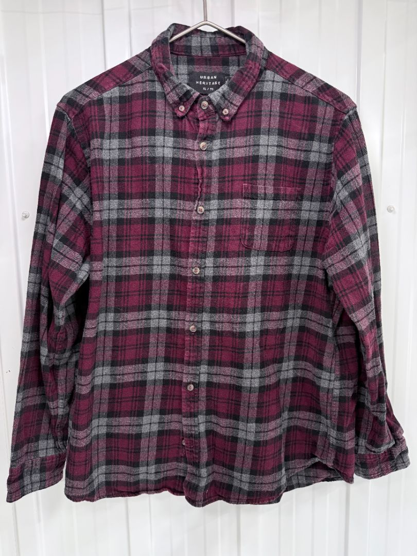 4 Men's XL Plaid Button Down Shirts American Eagle Red Head Urban Heritage