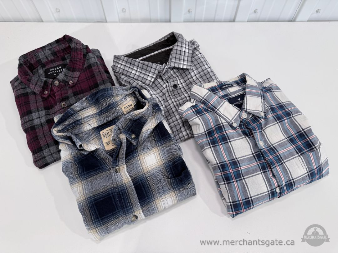 Men’s XL Long-Sleeve Plaid Shirt Lot – American Eagle RedHead Kenneth Cole