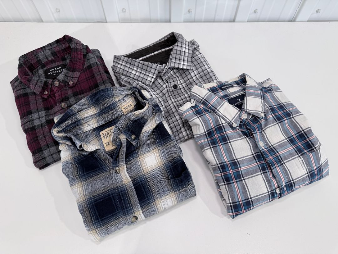 4 Men's XL Plaid Button Down Shirts American Eagle Red Head Urban Heritage