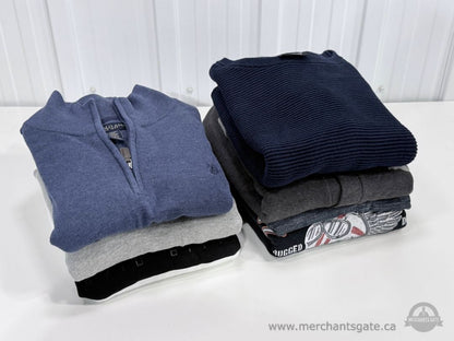 Men’s XL XXL Sweater Sweatshirt and Long-Sleeve Clothing Lot – 8 Pieces