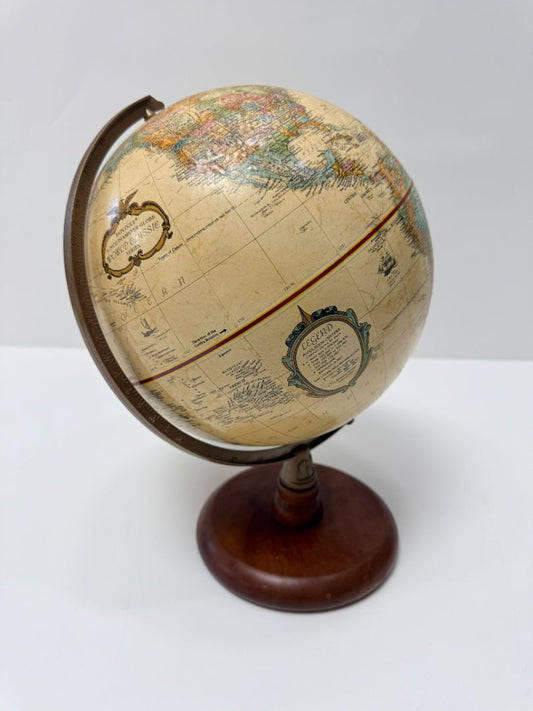 Vintage Replogle World Classic Globe With Wood Base 7 Inch Tall