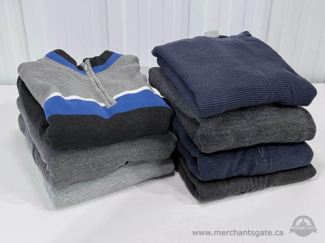 Men’s Size Large Sweater and Quarter-Zip Pullover Lot – 7 Pieces