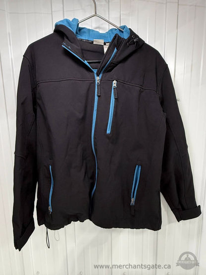 Athletic Works Men’s Softshell Hooded Jacket Black and Blue Size Large