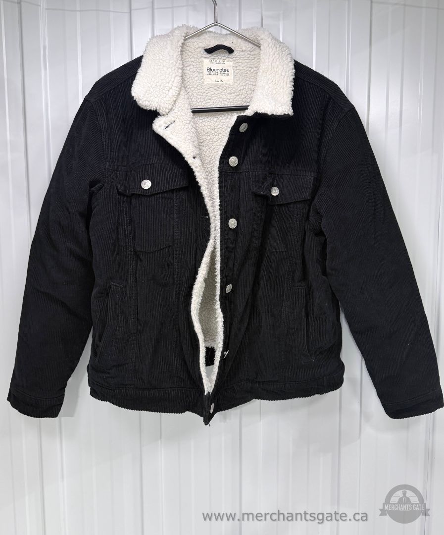 Bluenotes Men’s Black Corduroy Sherpa-Lined Trucker Jacket Size XL
