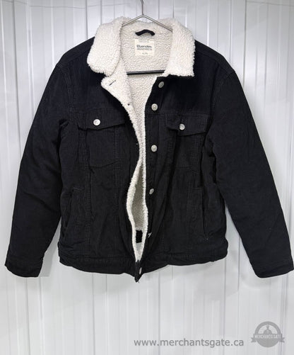 Bluenotes Men’s Black Corduroy Sherpa-Lined Trucker Jacket Size XL